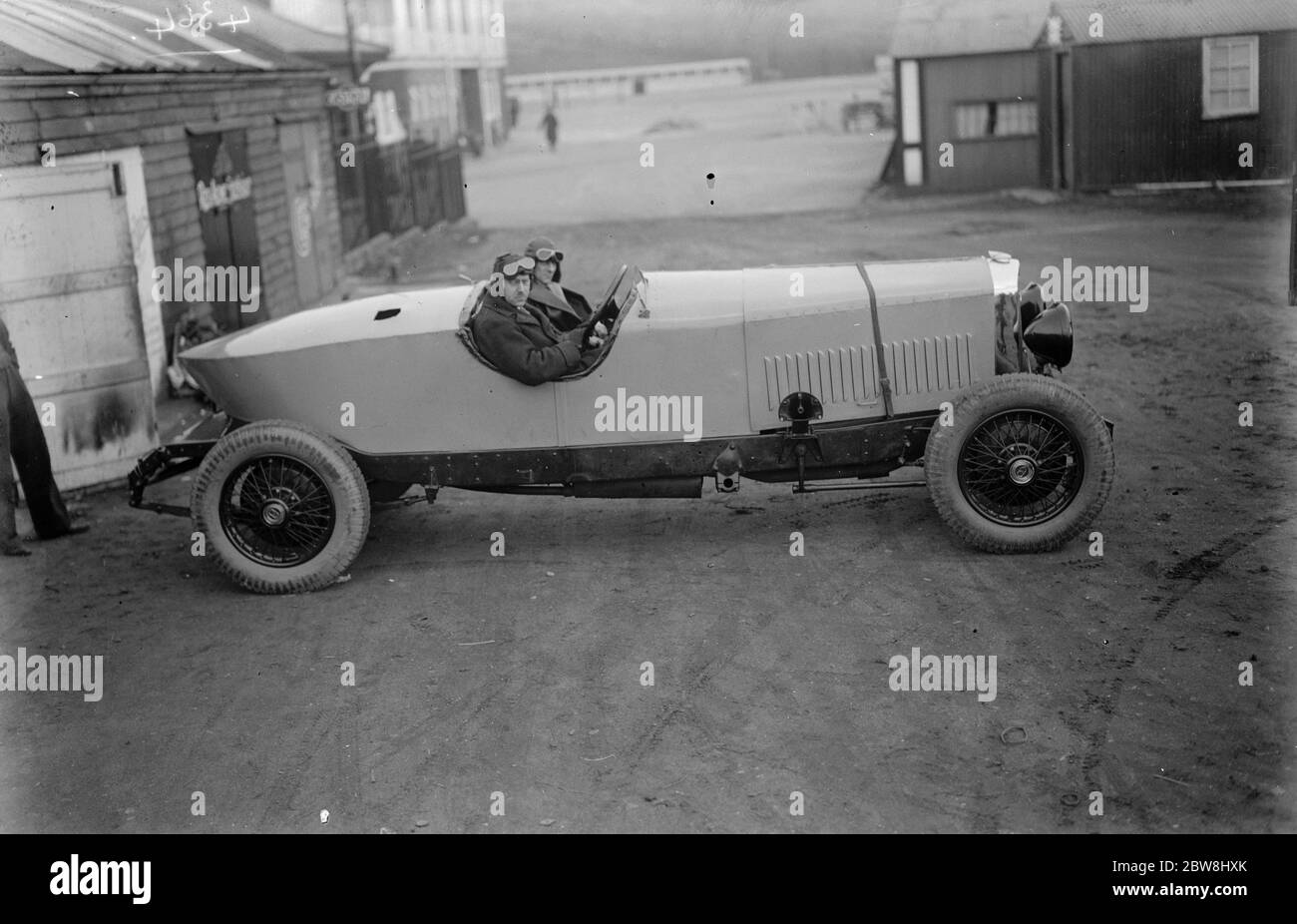 British racing motorist attempts to beat his iron record . Mr D M K Marendaz at Brooklands . 12 March 1930 Stock Photo