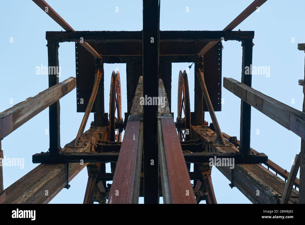 Abandoned ruin mine structure in Mina de Sao Domingos, Portugal Stock Photo