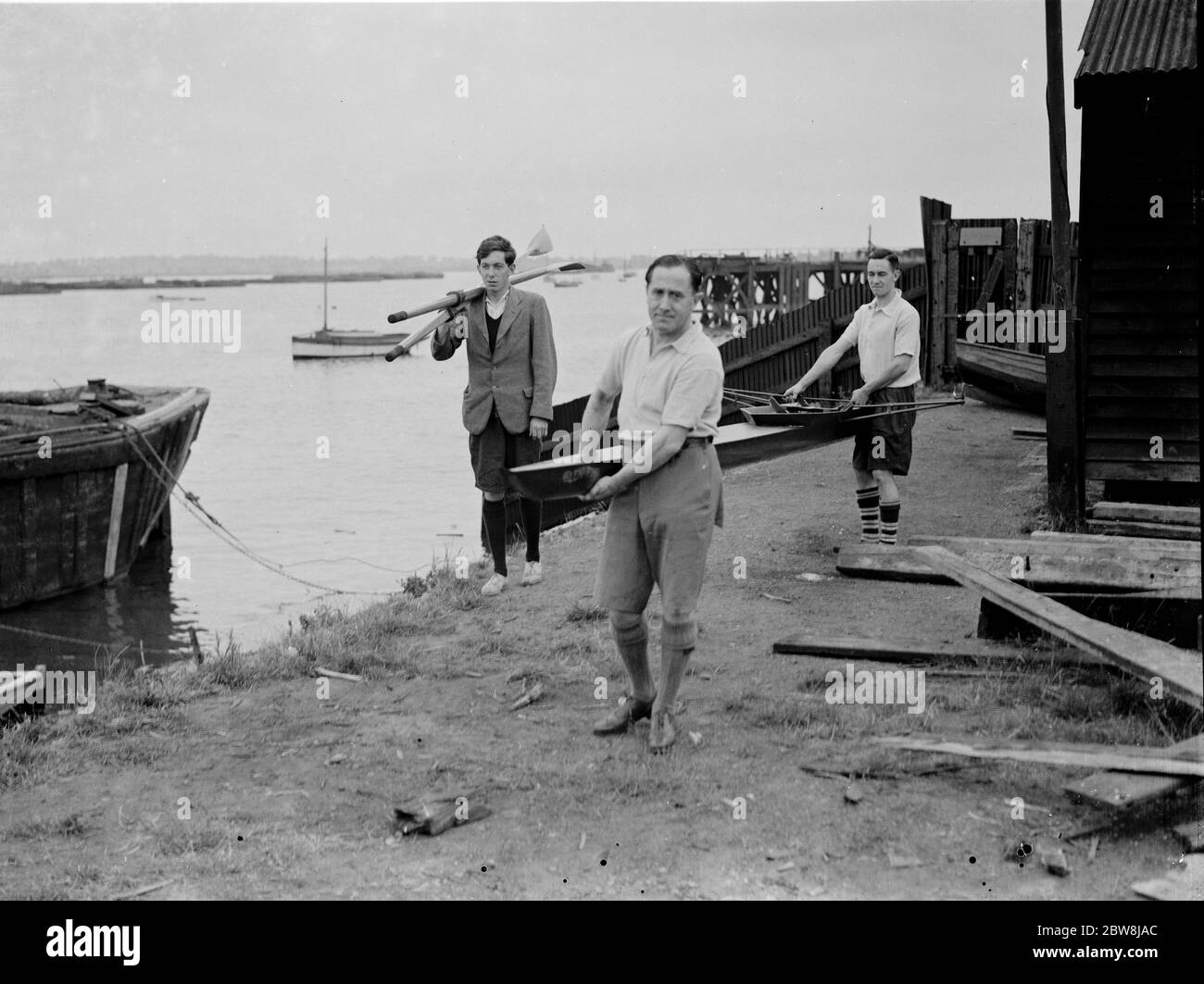 Frank Clarke MP and sons , sculling . 30 July 1937 Stock Photo