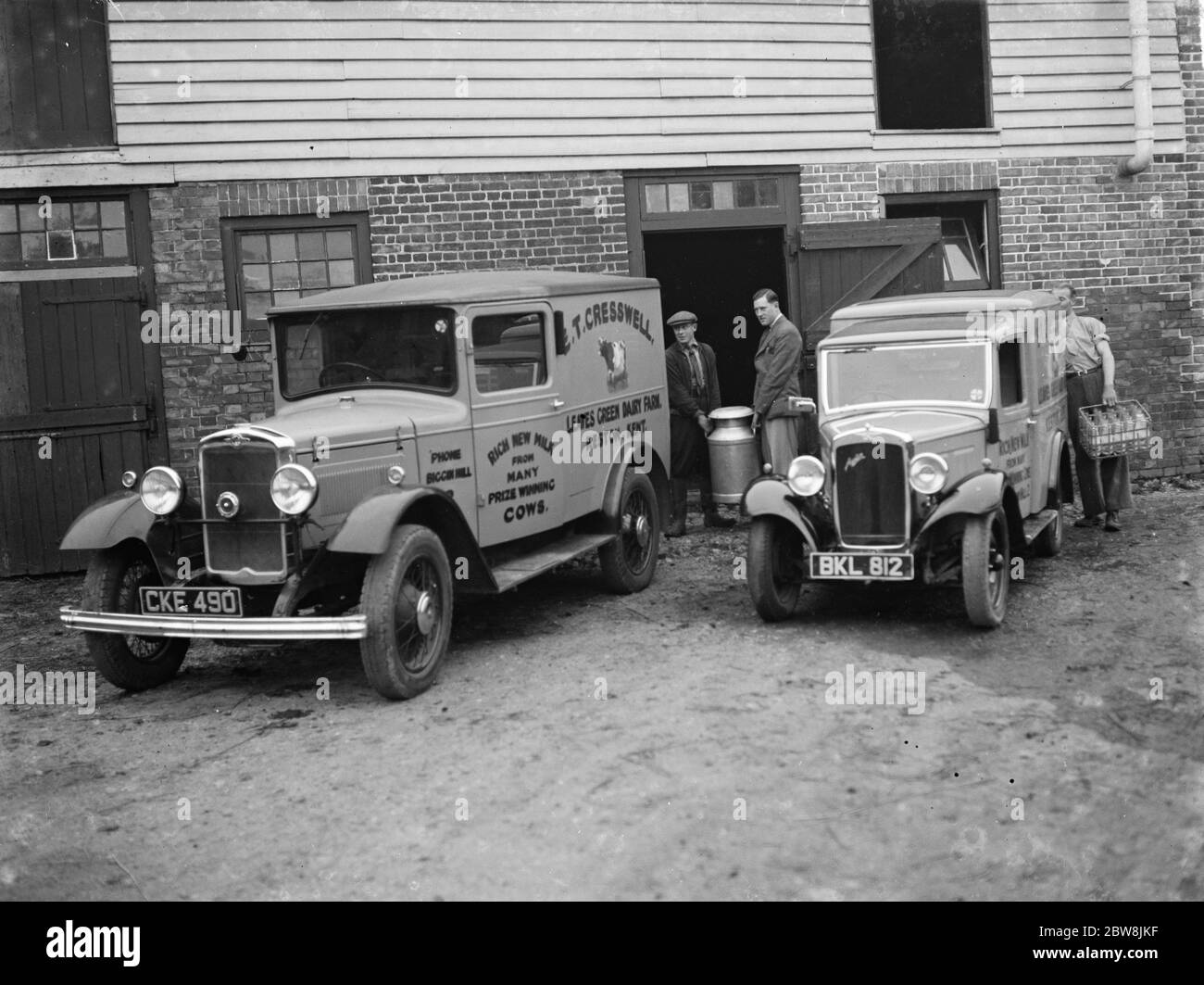 Milk vans in Leaves Green . 1937 Stock Photo