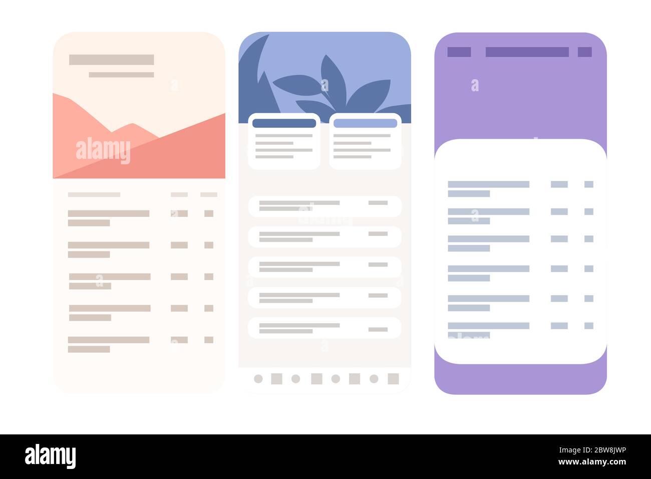 Mobile application interface design simple flat vector illustration on ...
