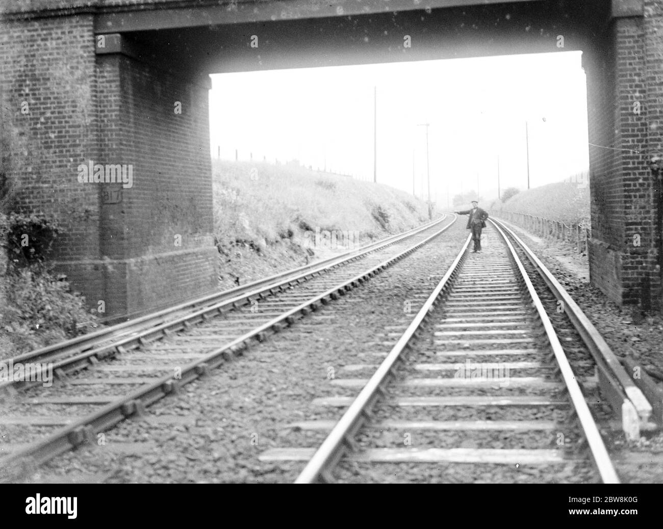 Landslide on the Dartford railtrack . 1935 . Stock Photo