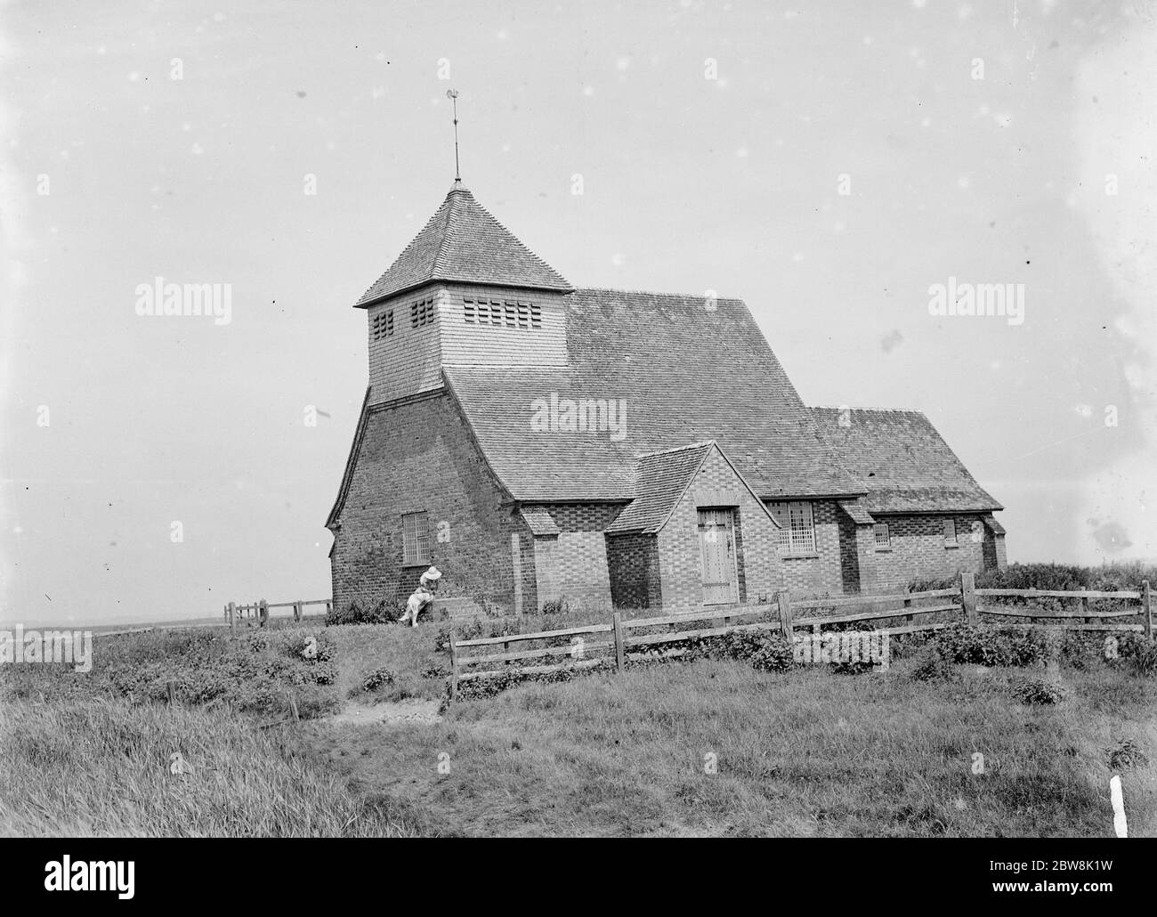 St Thomas Becket Church , Fairfield , Romney Marsh . 1935 . Stock Photo