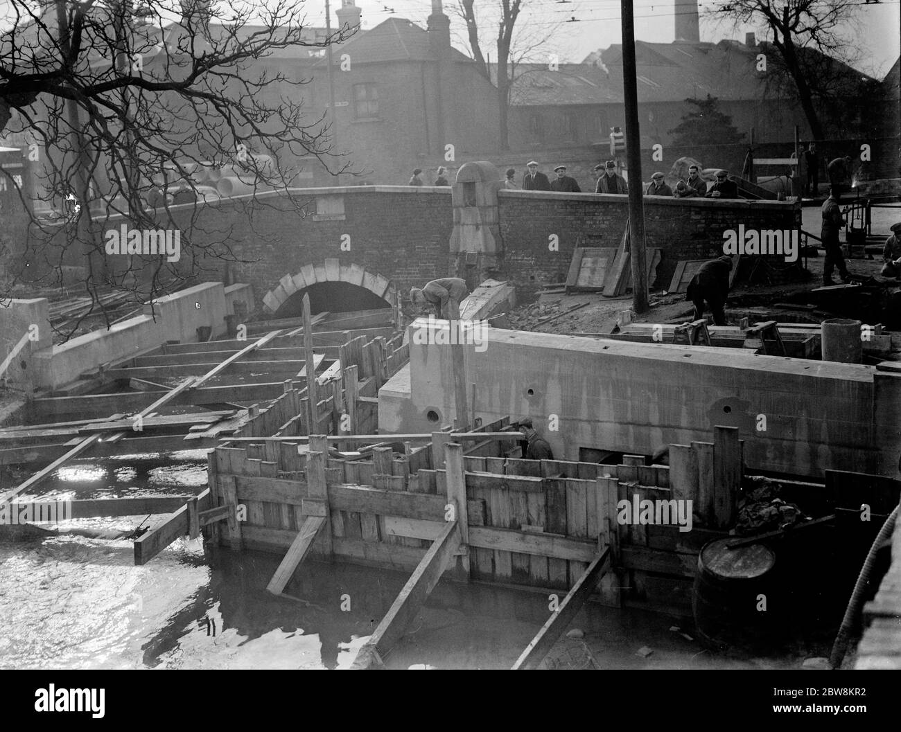 Building work on the widening of the Crayford bridge . 1938 Stock Photo ...