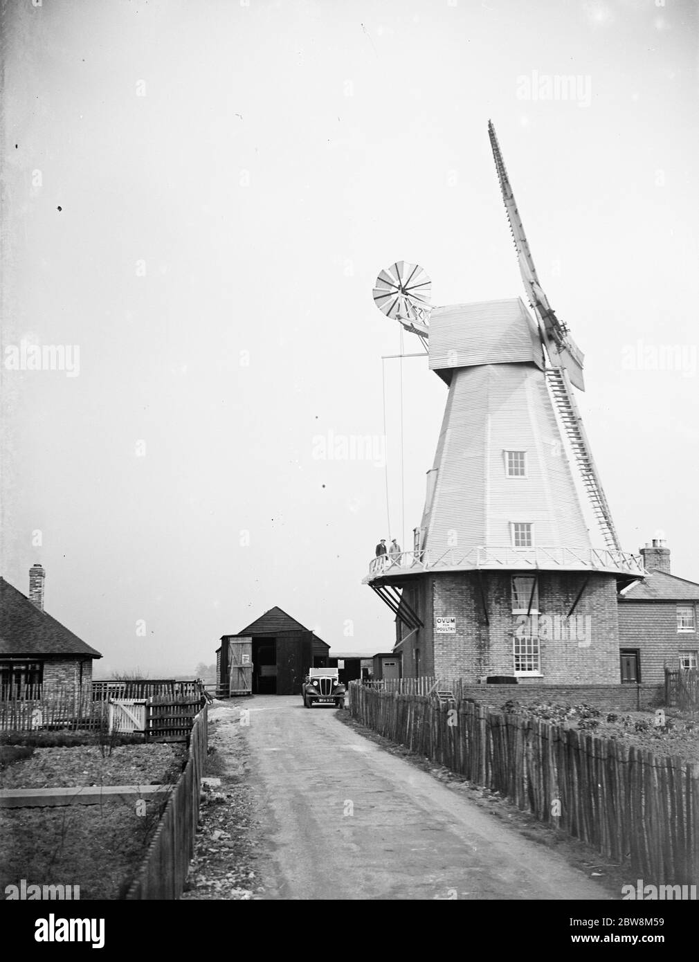 The Willesborough windmill , Ashford , Kent . Kentish smock mill . 1935 . Stock Photo