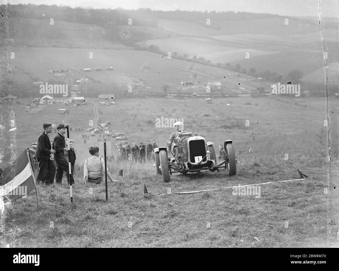 Competitor at the start on the course for the car hillclimb . 1935 Stock Photo
