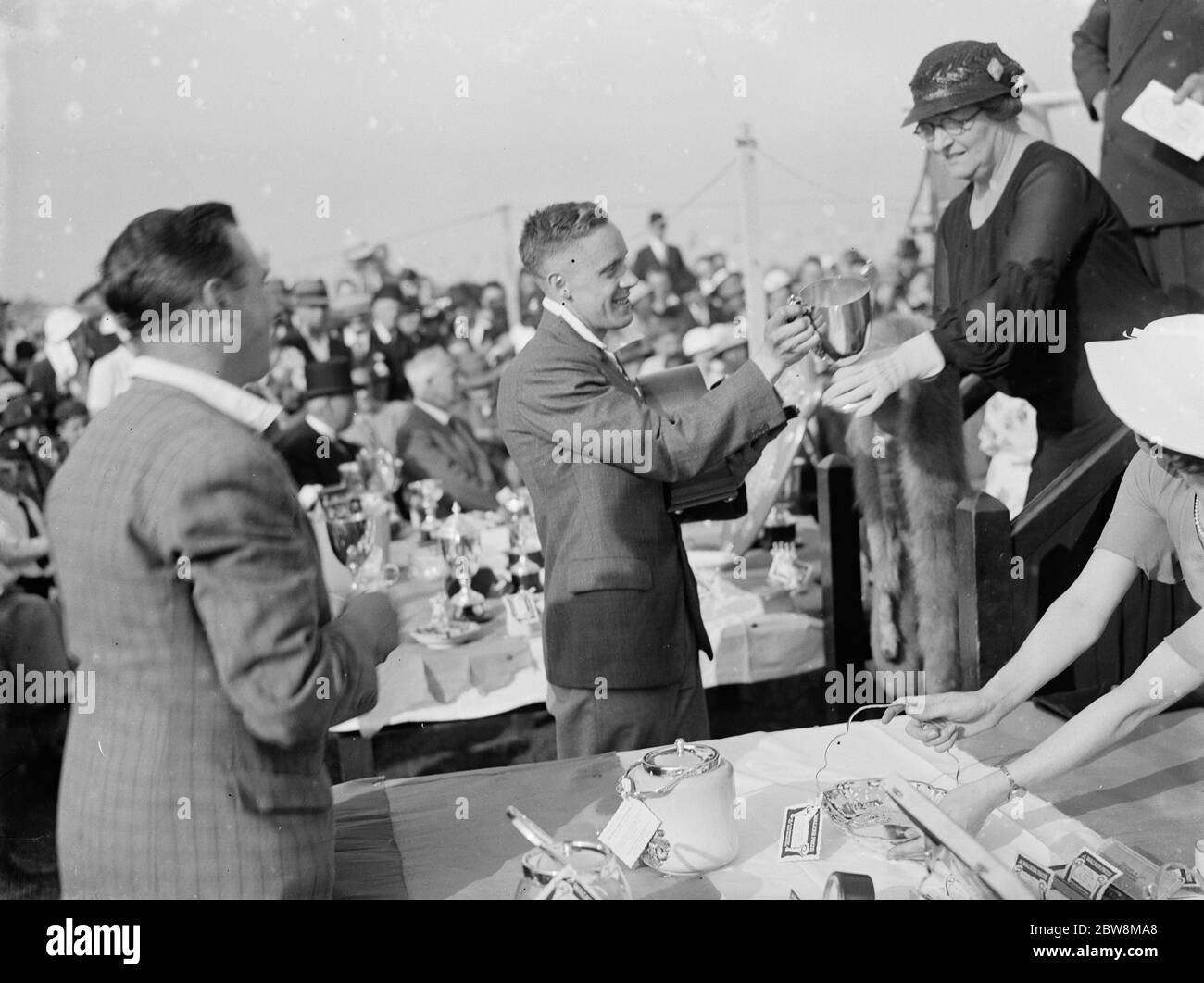 Prize giving at Hall 's Sports Day . 1935 Stock Photo