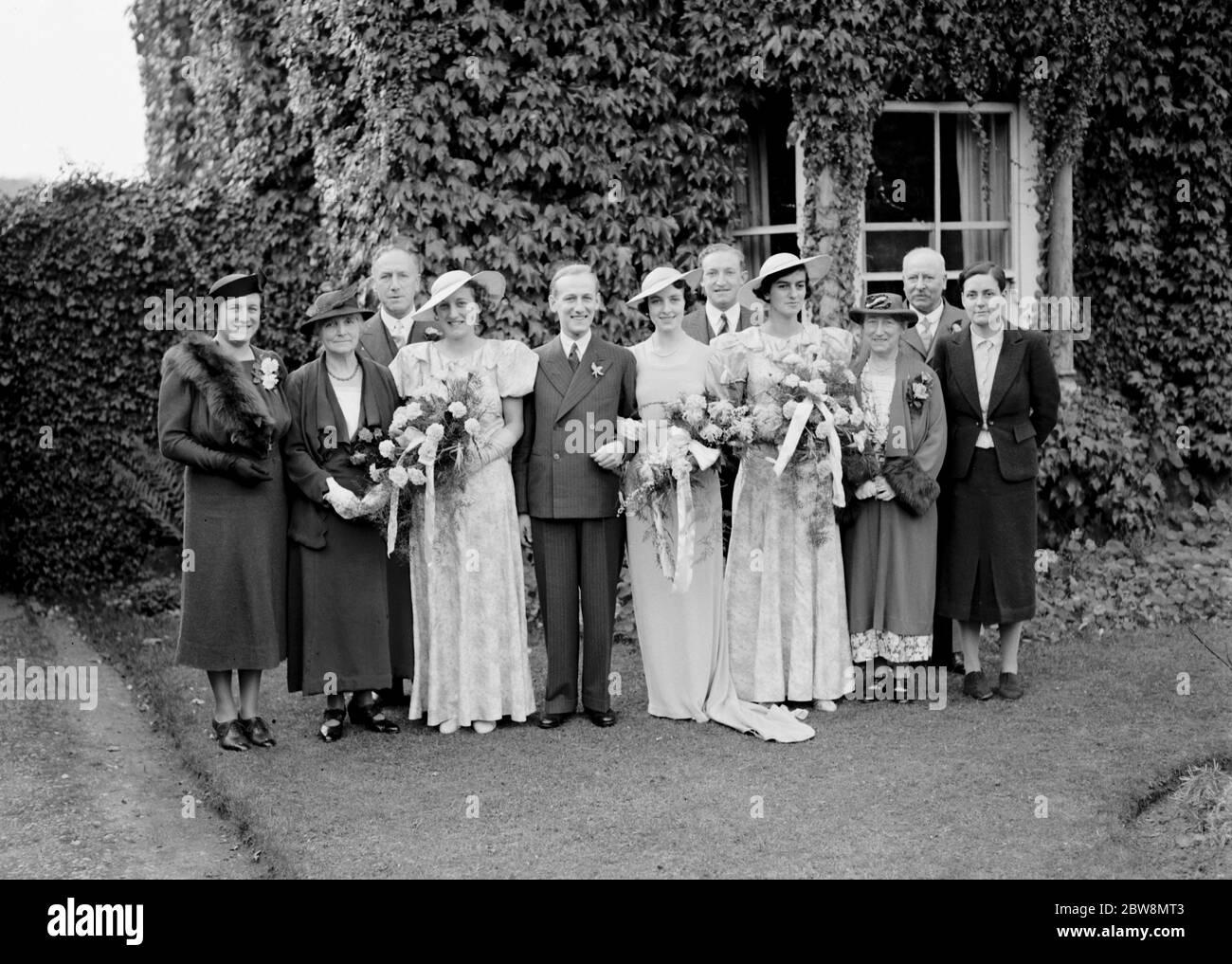 Wedding of A Newman Goss and J Lester . The wedding party . 16 October 1937. Stock Photo