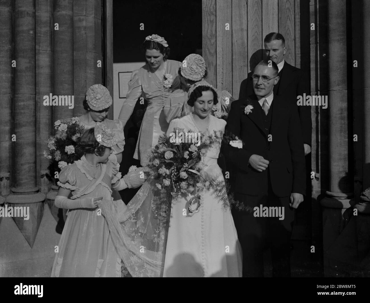 The wedding of J Hartnell and W Gilbert . The bridesmaids group . 1937. Stock Photo