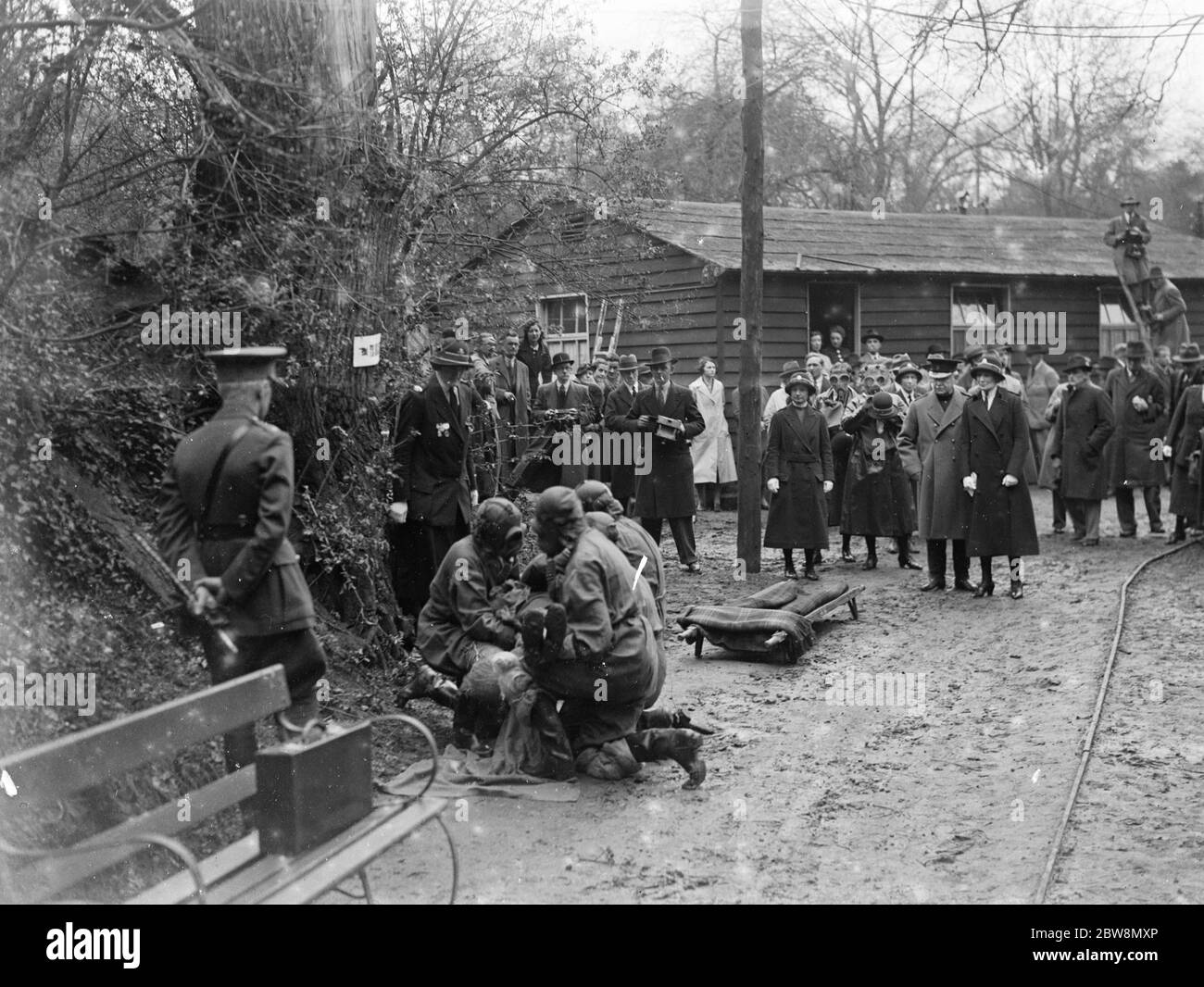 Mock gas disaster instruction , Chislehurst . 1935 Stock Photo