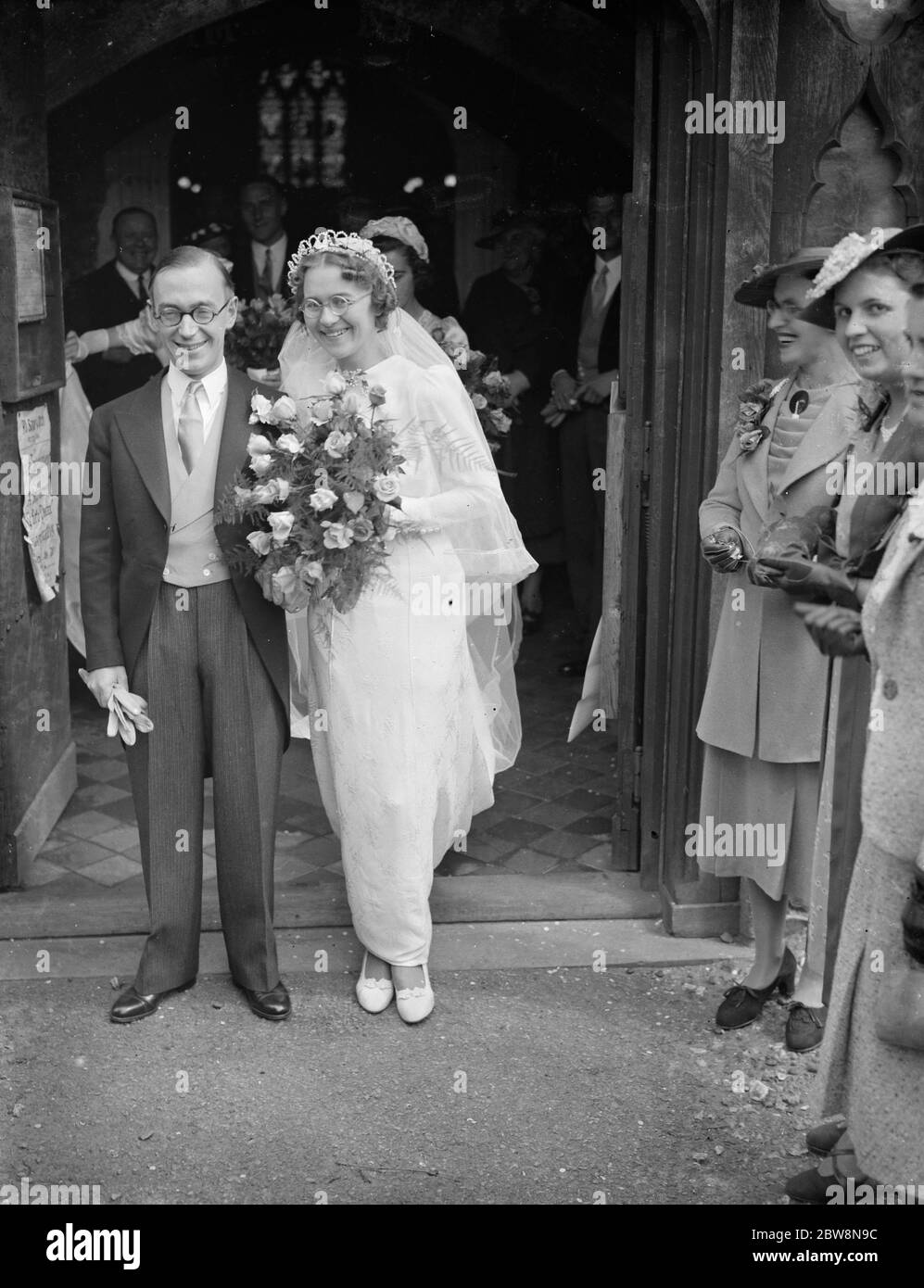 The wedding of D Hickmott and M Lodge . 1938 Stock Photo