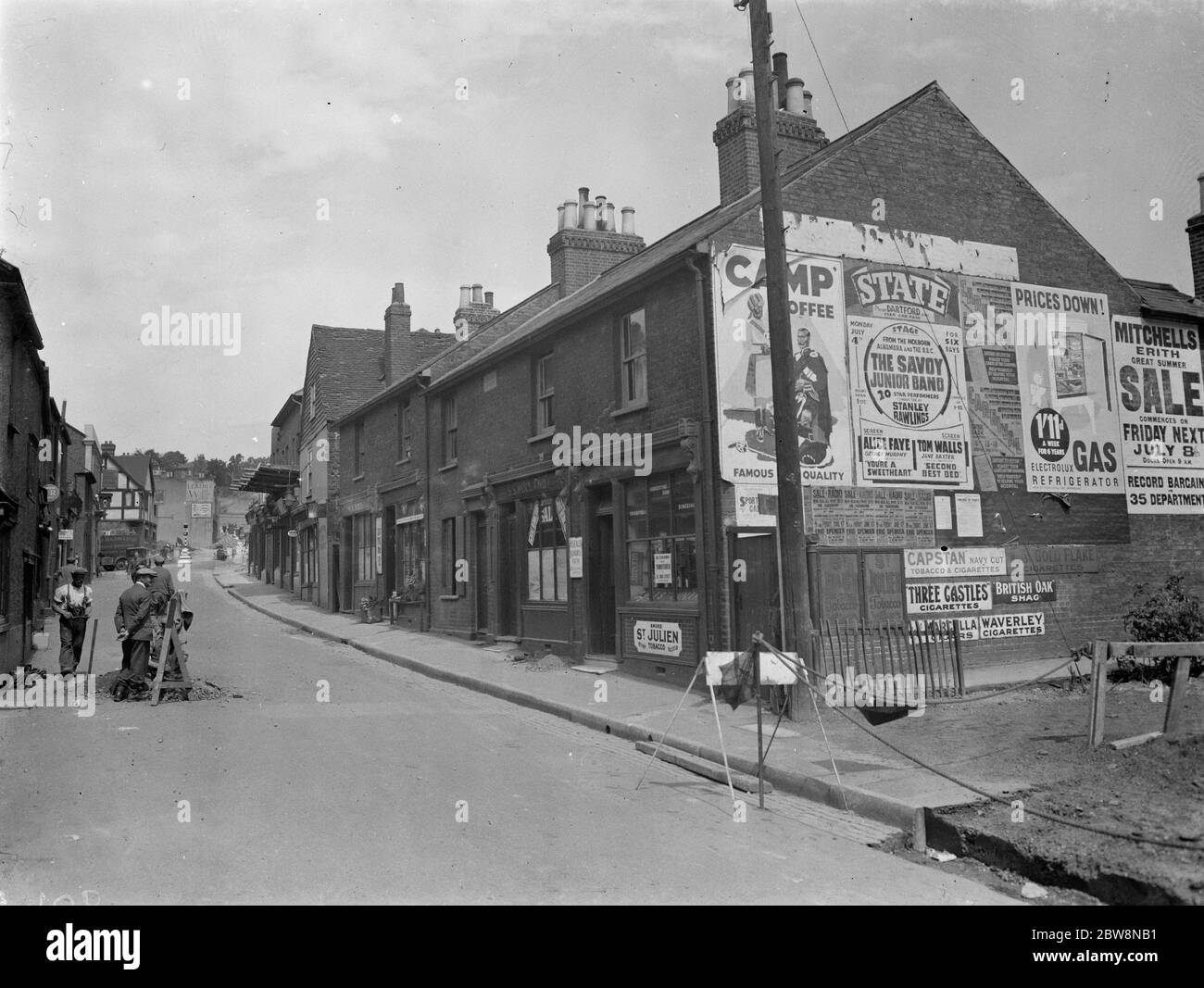 A view of the buildings on CrayFord high street that are soon to be demolished . 7 July 1938 Stock Photo