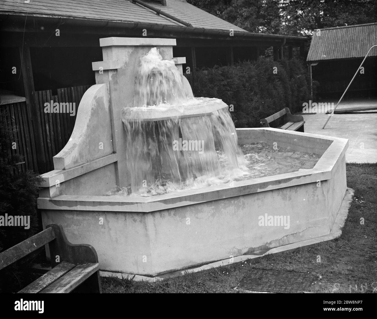 The Val De Travers Cascade by the the swimming pool at Aldenham school in Elstree Hertsfordhire . 2 June 1938 Stock Photo