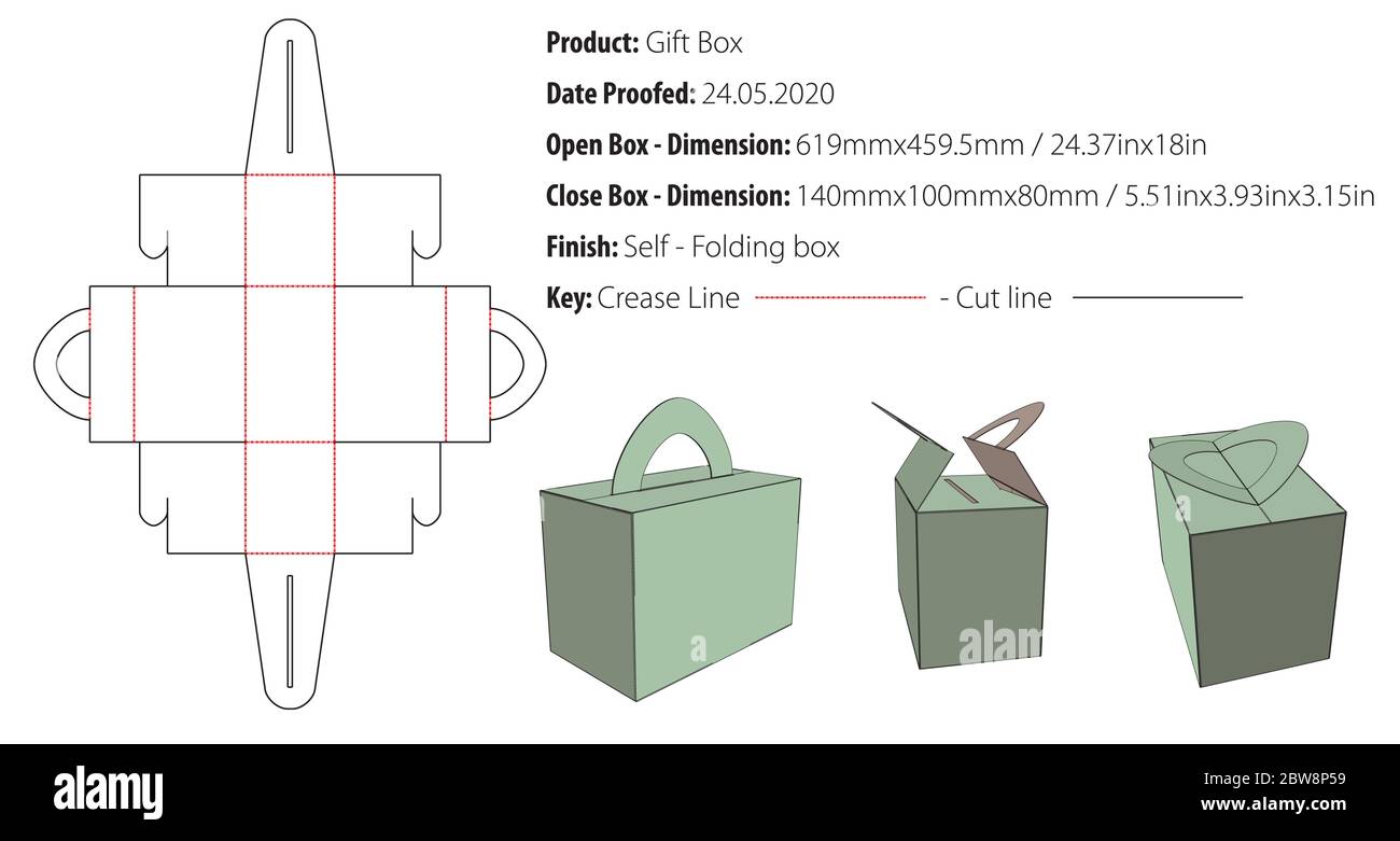 Gift box packaging design template gluing die cut - vector Stock Vector