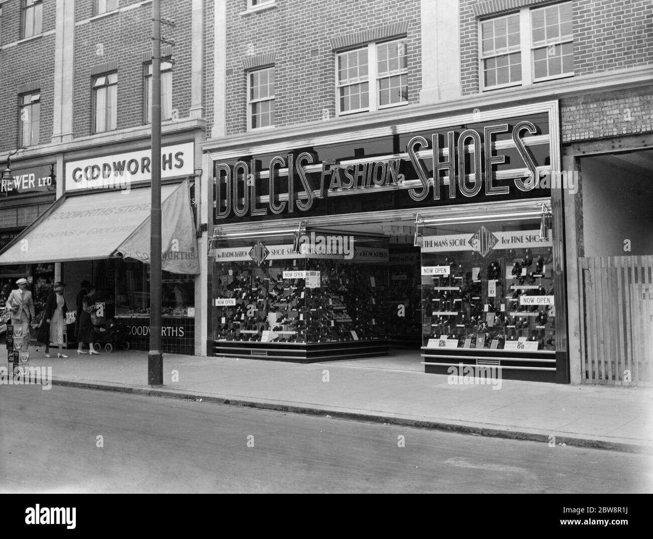 The shop window at Dolcis shoe shop in Bexleyheath . 1 September 1936