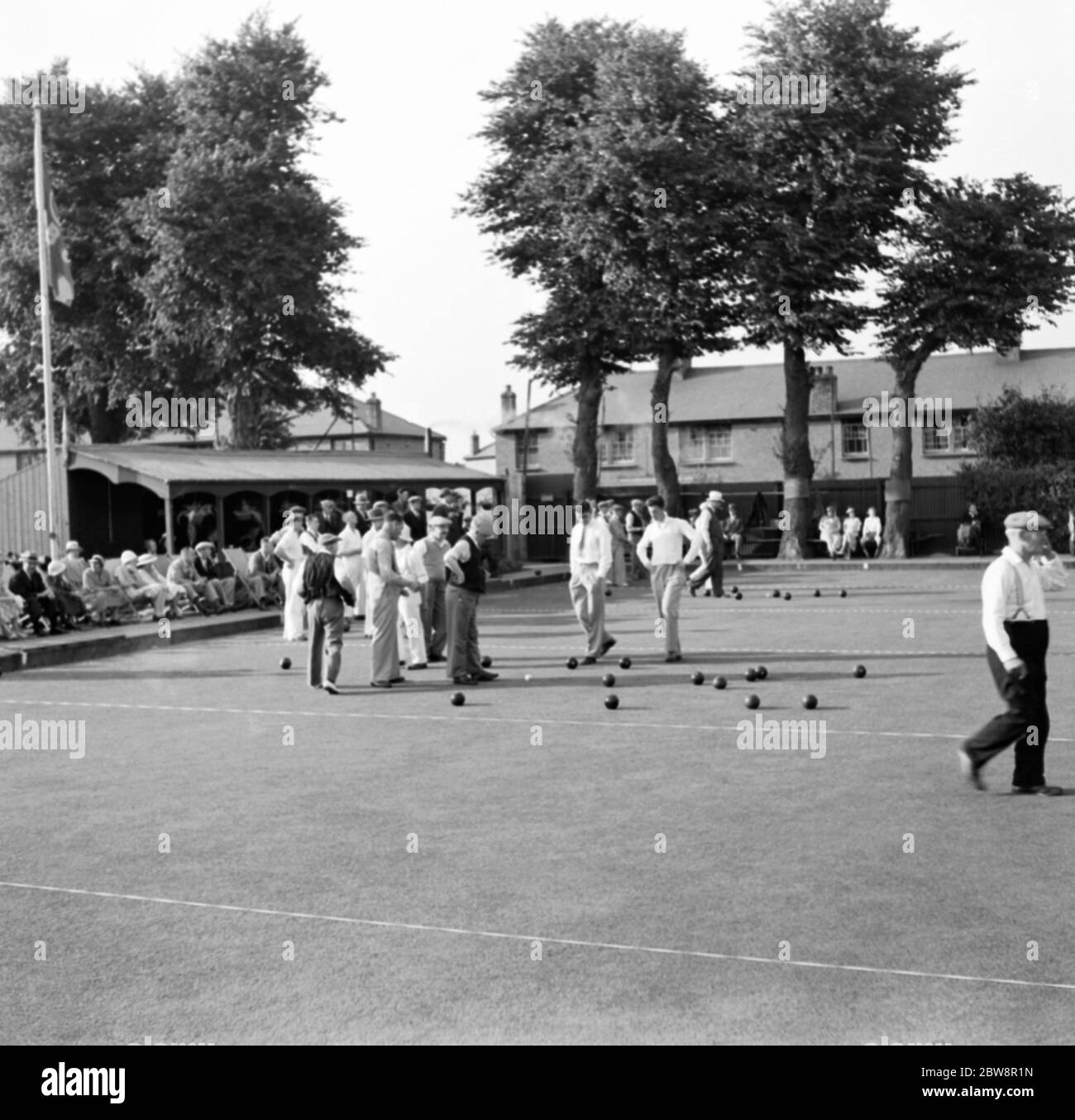 The bowls green at Swanscombe . 1935 Stock Photo