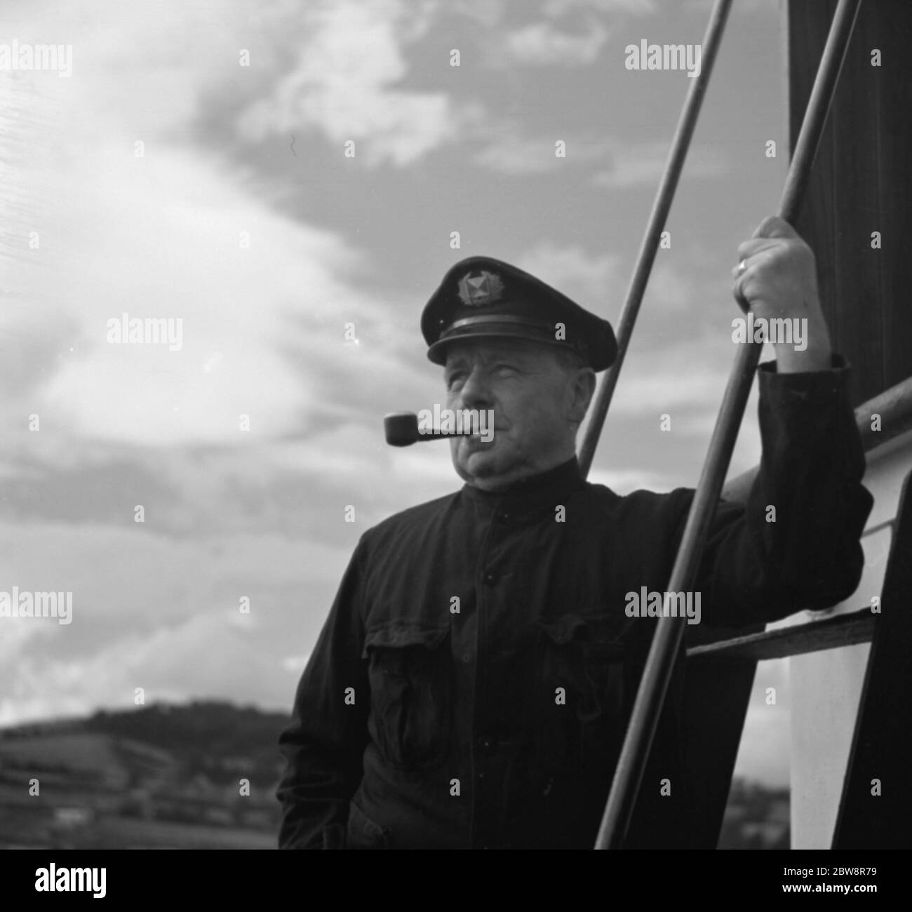 Seaman poses aboard his ship . 1936 Stock Photo