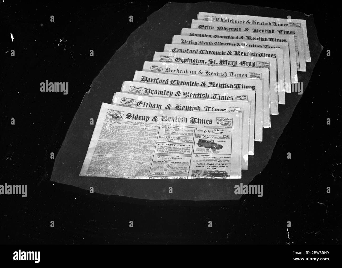 Copies of the Sidcup and Kentish Times - advertising . 1935 Stock Photo