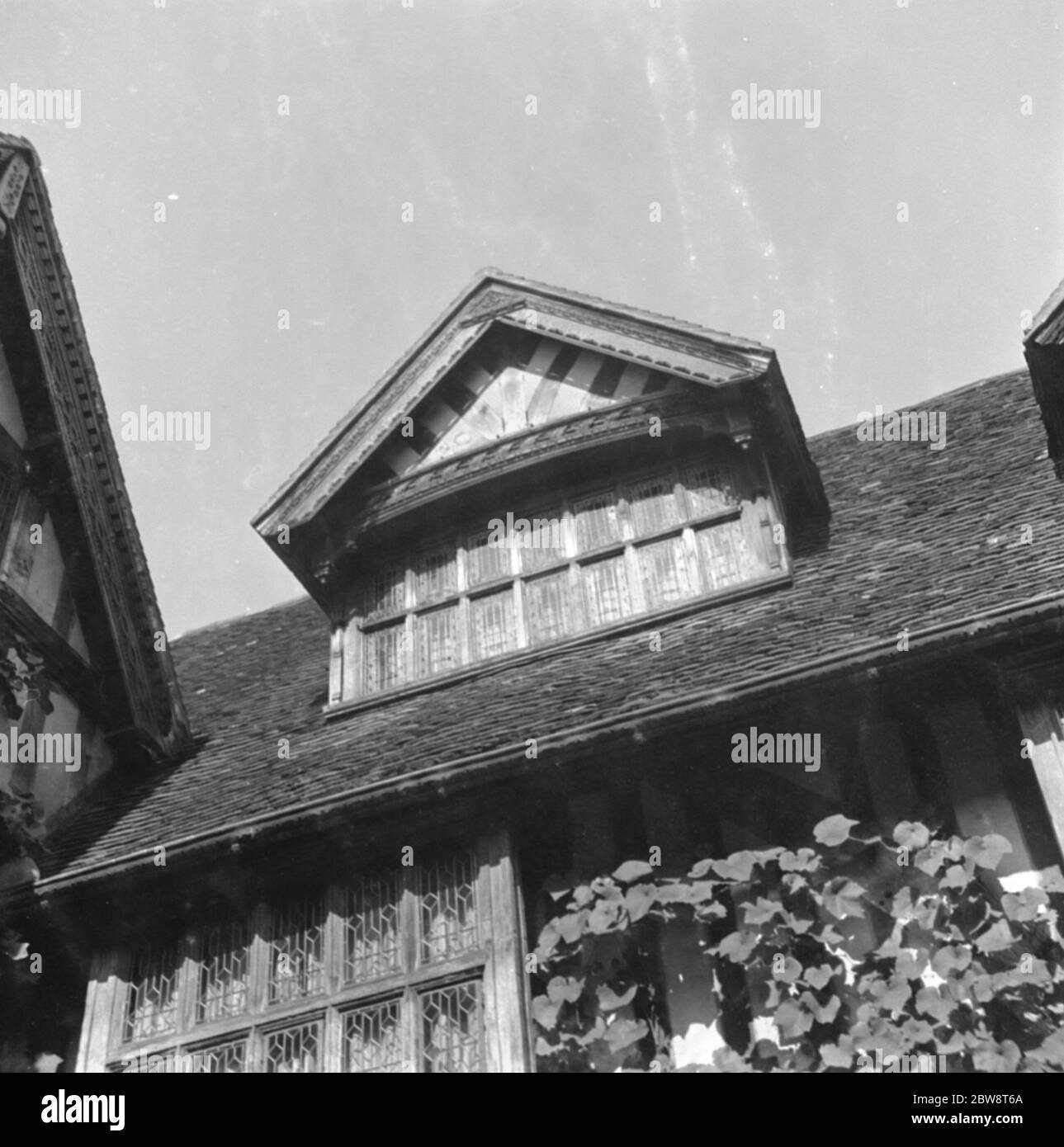 A window with ornamentations at Hever Castle . 1938 Stock Photo