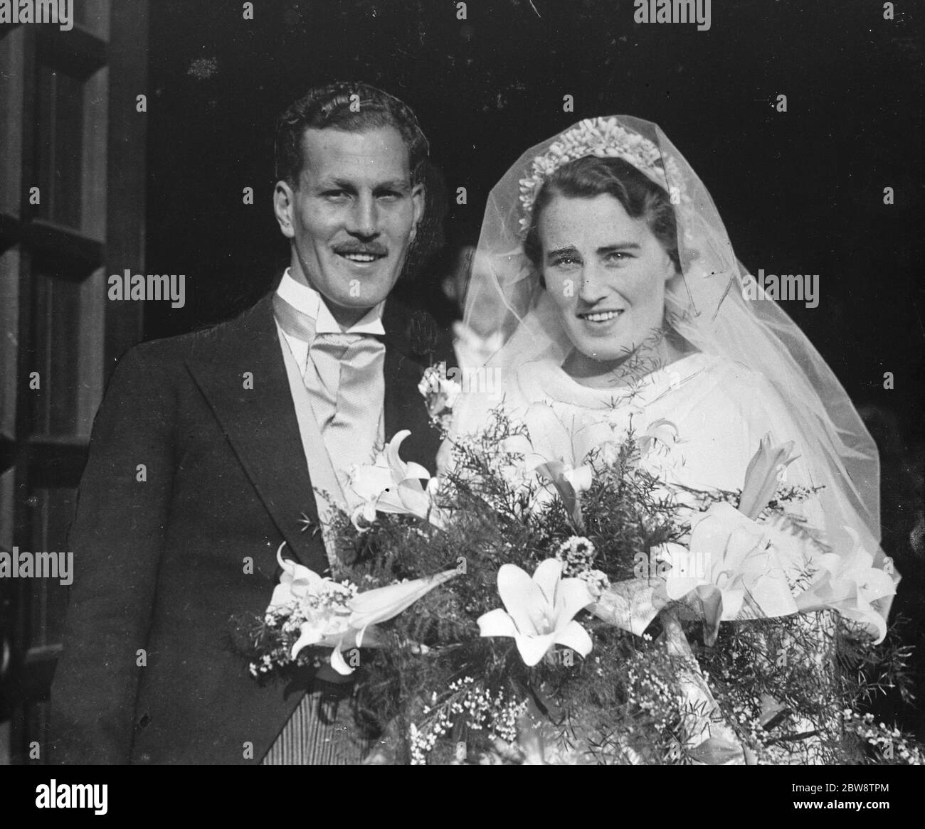 The wedding of Wilding Cole and Goldney . The bride and groom . 1936 Stock Photo