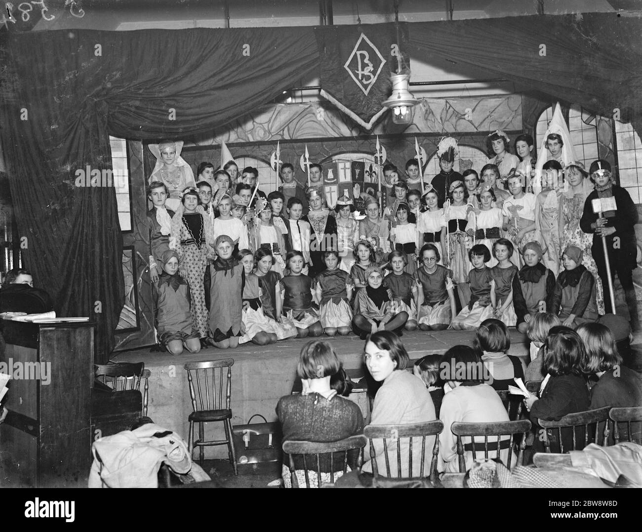 Children from Brent School in Dartford , Kent , performing a school play . Stock Photo