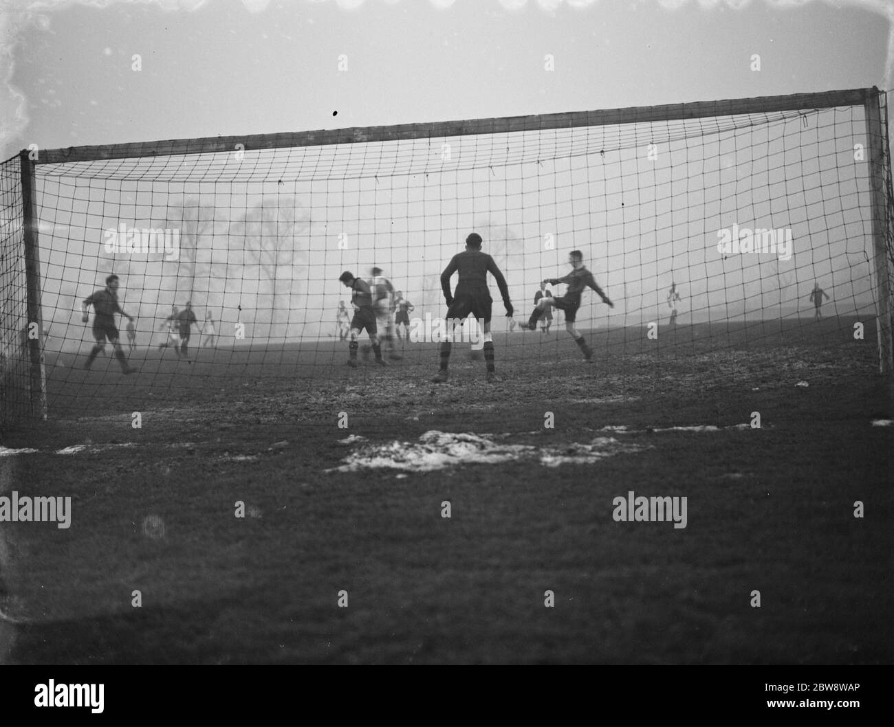 Football match in the Challange Cup . London versus the Southampton Methodists . 1938 Stock Photo