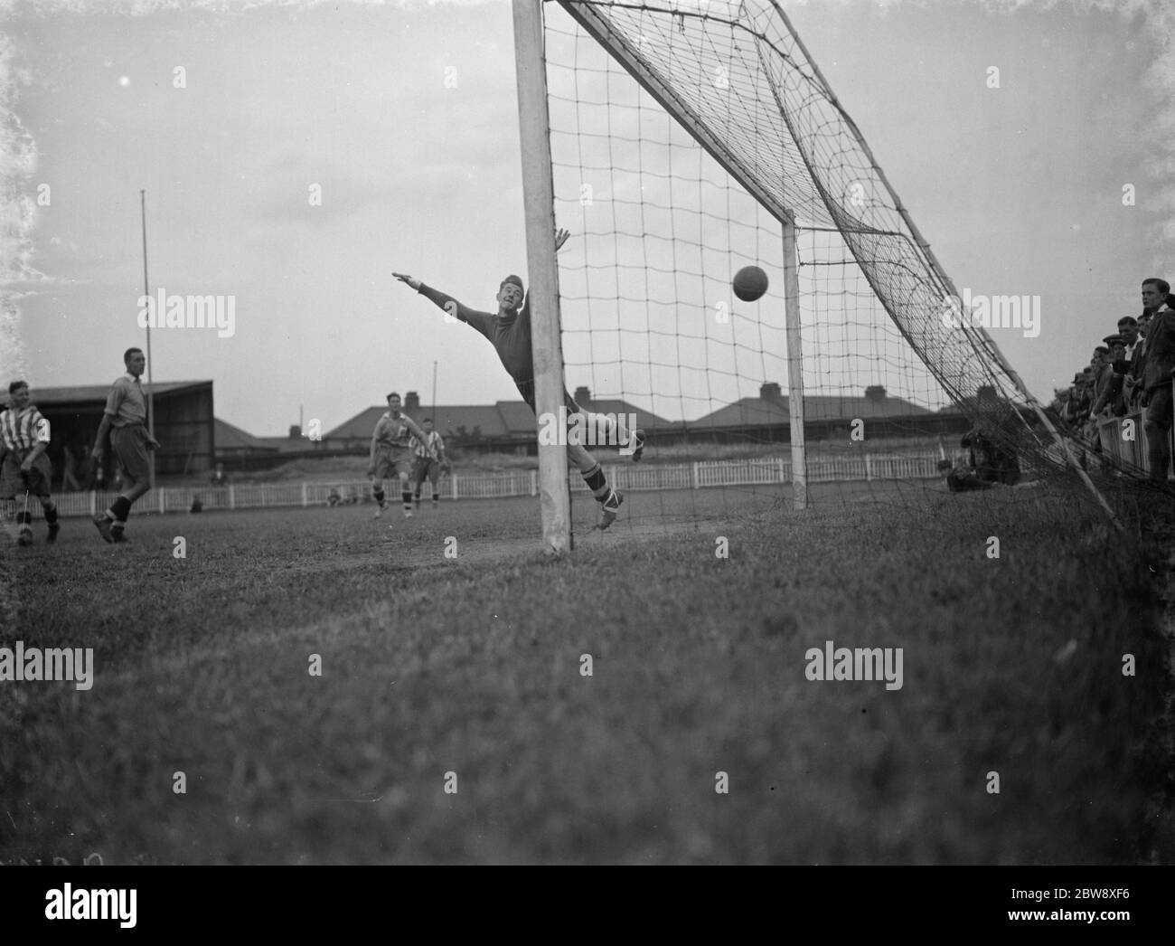 Dartford football club hold a pre season match . A goal is scored . 20 August 1938 Stock Photo