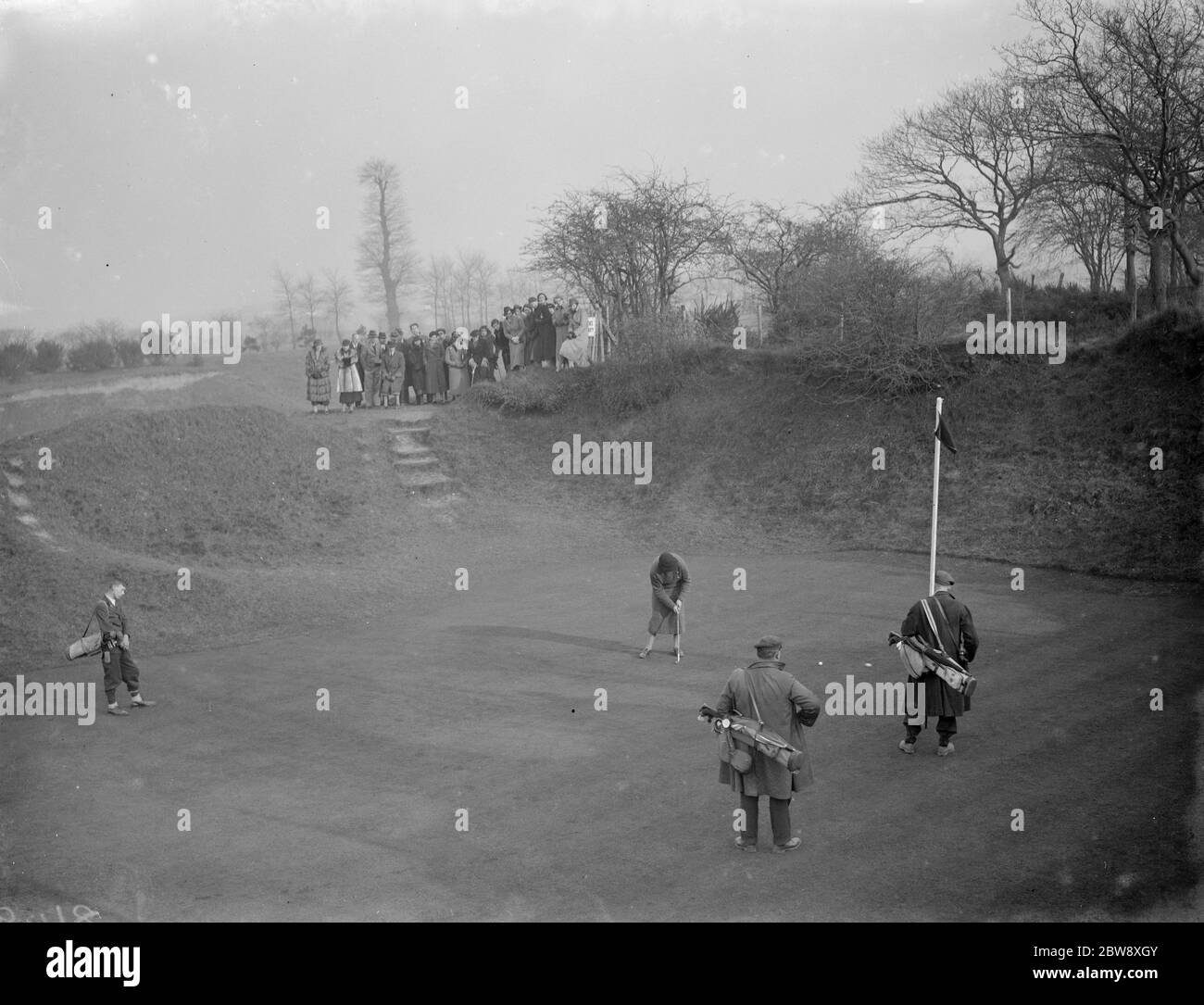 The Dartford Golf Club ladies four competition . Putting on the green . 1938 Stock Photo