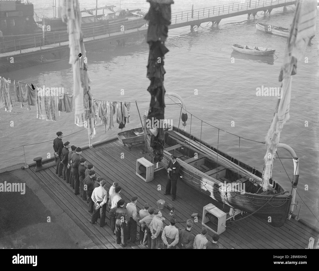 Boys from the Gravesend Sea School , Kent , having hung their washing ...