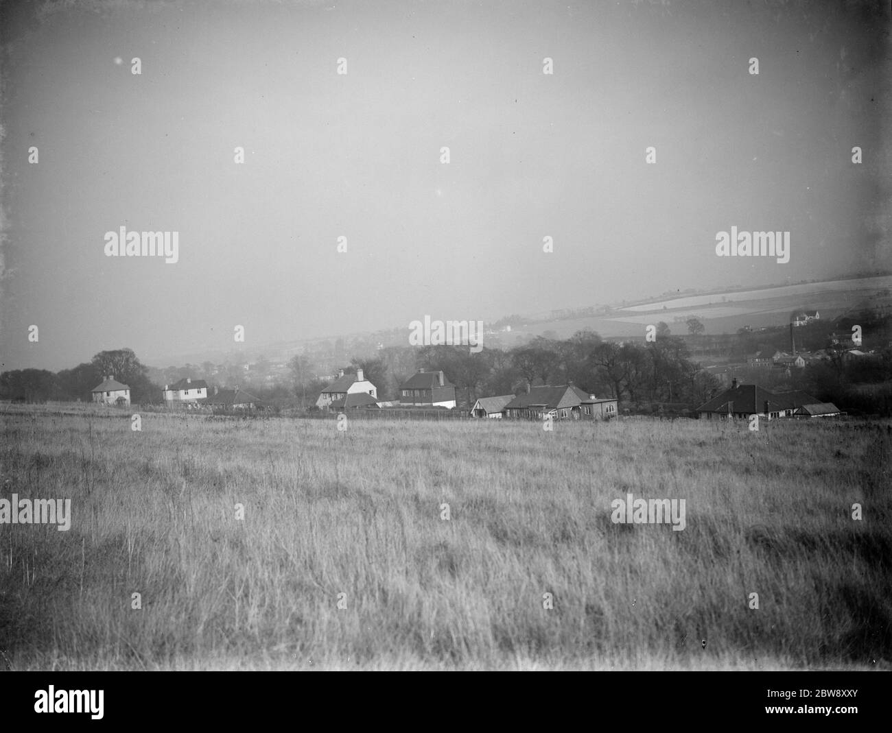 A view over the houses at Sparepenny Lane in Farningham , Kent . 1938 ...