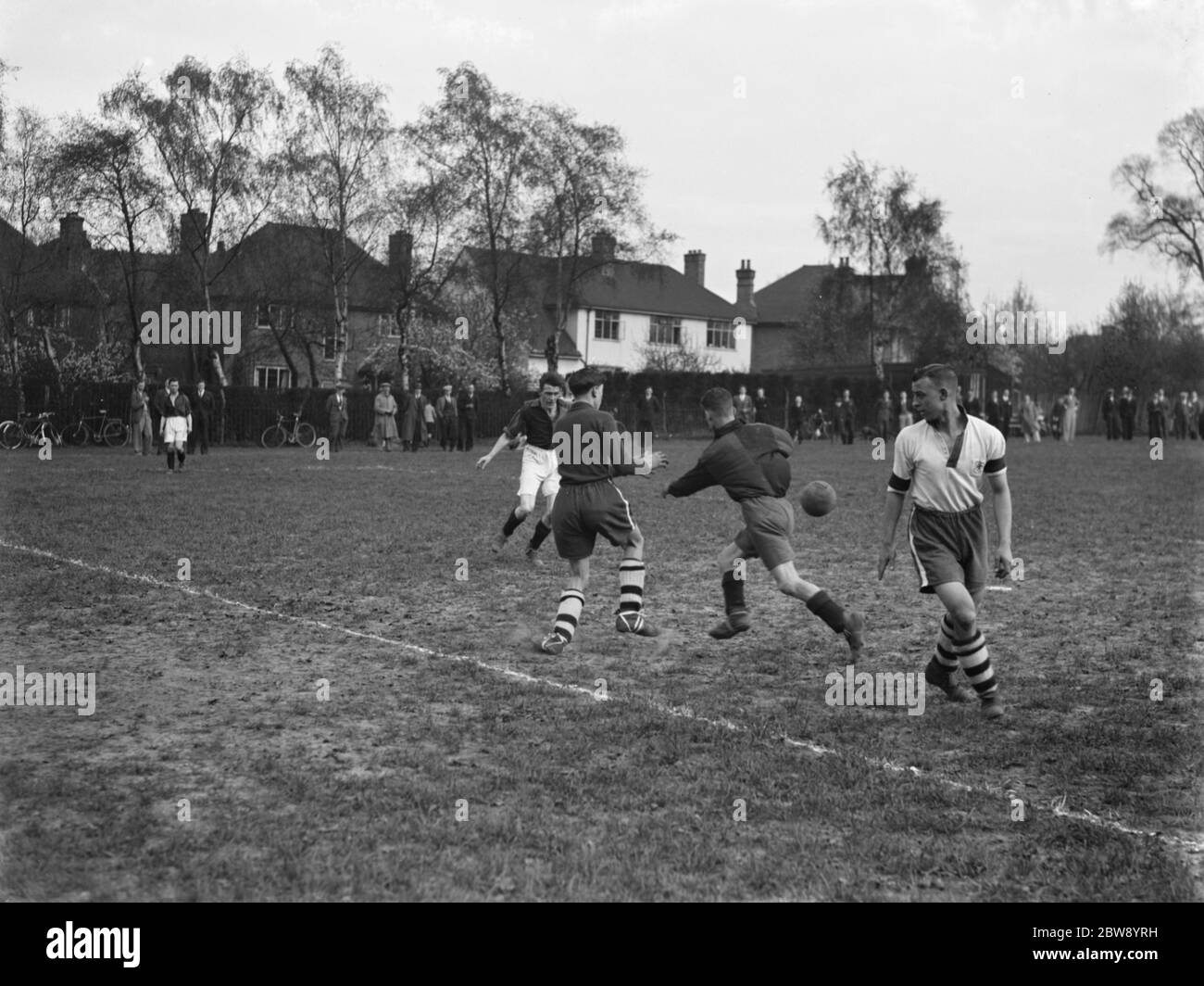 Sidcup versus Bassetts , football . Action on the pitch . 1937 Stock Photo