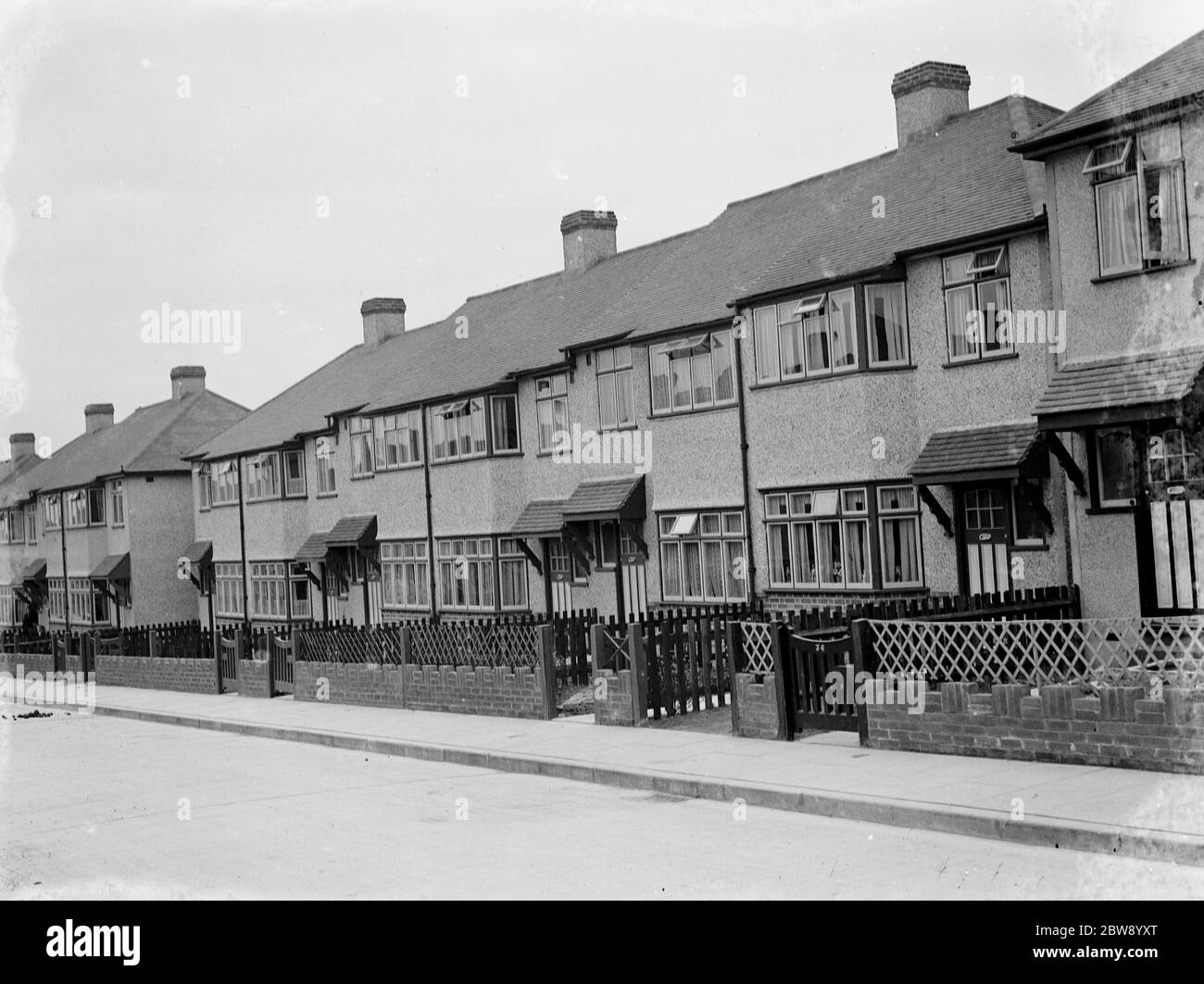 Semi detached houses on Savoy Road in Dartford , Kent . 1939 Stock Photo