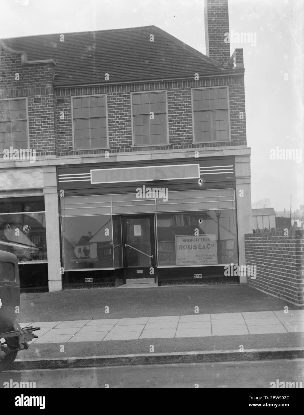 The empty shop window of Robin ' s Stores at Grove Park . 1936 Stock Photo