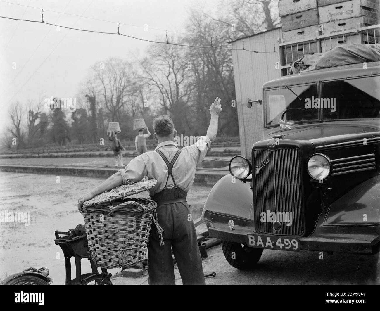 A Bedford truck belonging to E James and Son , the water cress and salad growers from Mitcham , London . 1937 Stock Photo