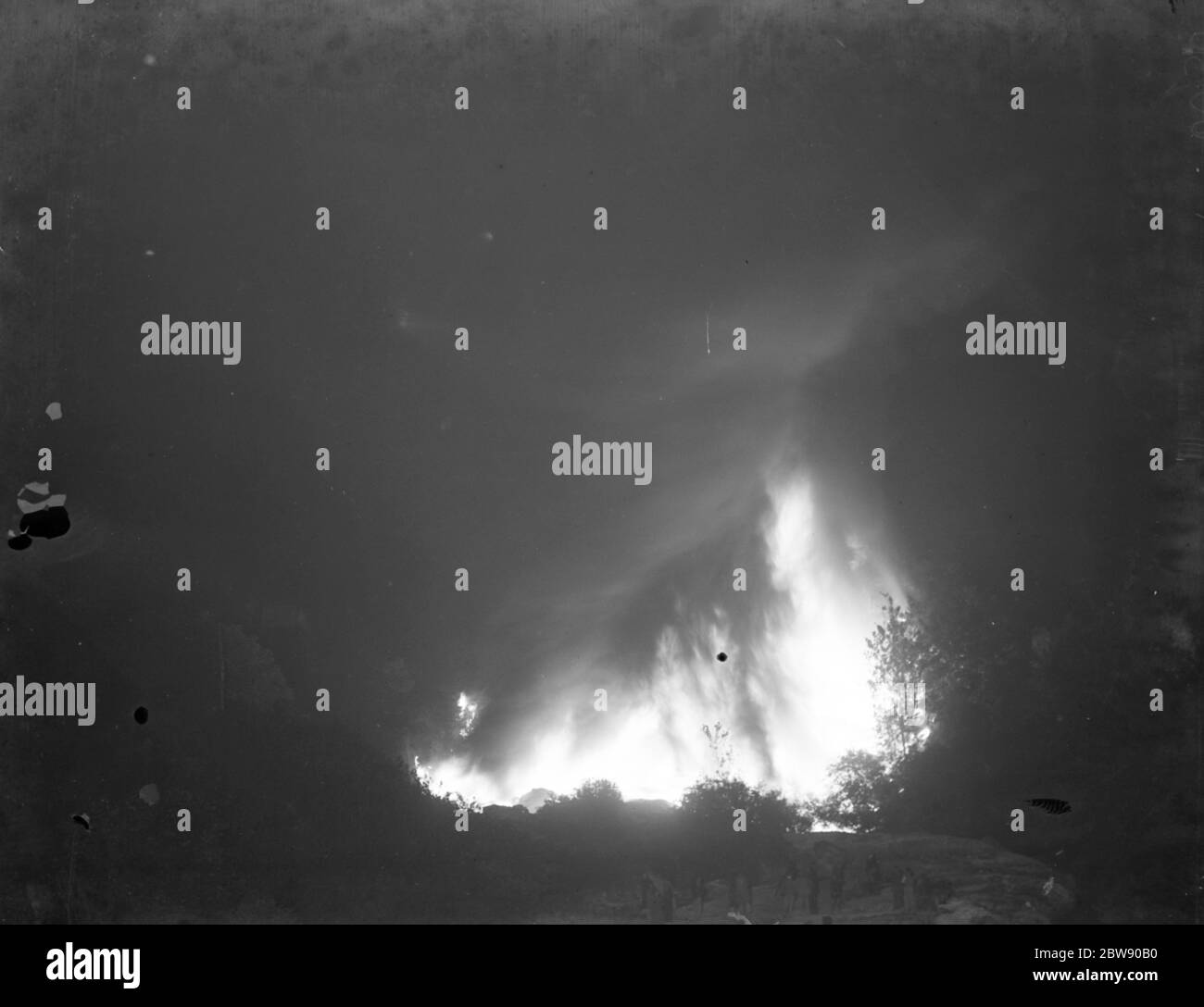 Flames and smoke from the fire at the tire dump in Ruxley , Kent . 2 June 1937 Stock Photo