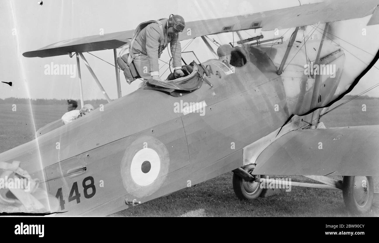 Empire Air Day at Biggin Hill . John Topham getting in plane . 29 May 1937 Stock Photo