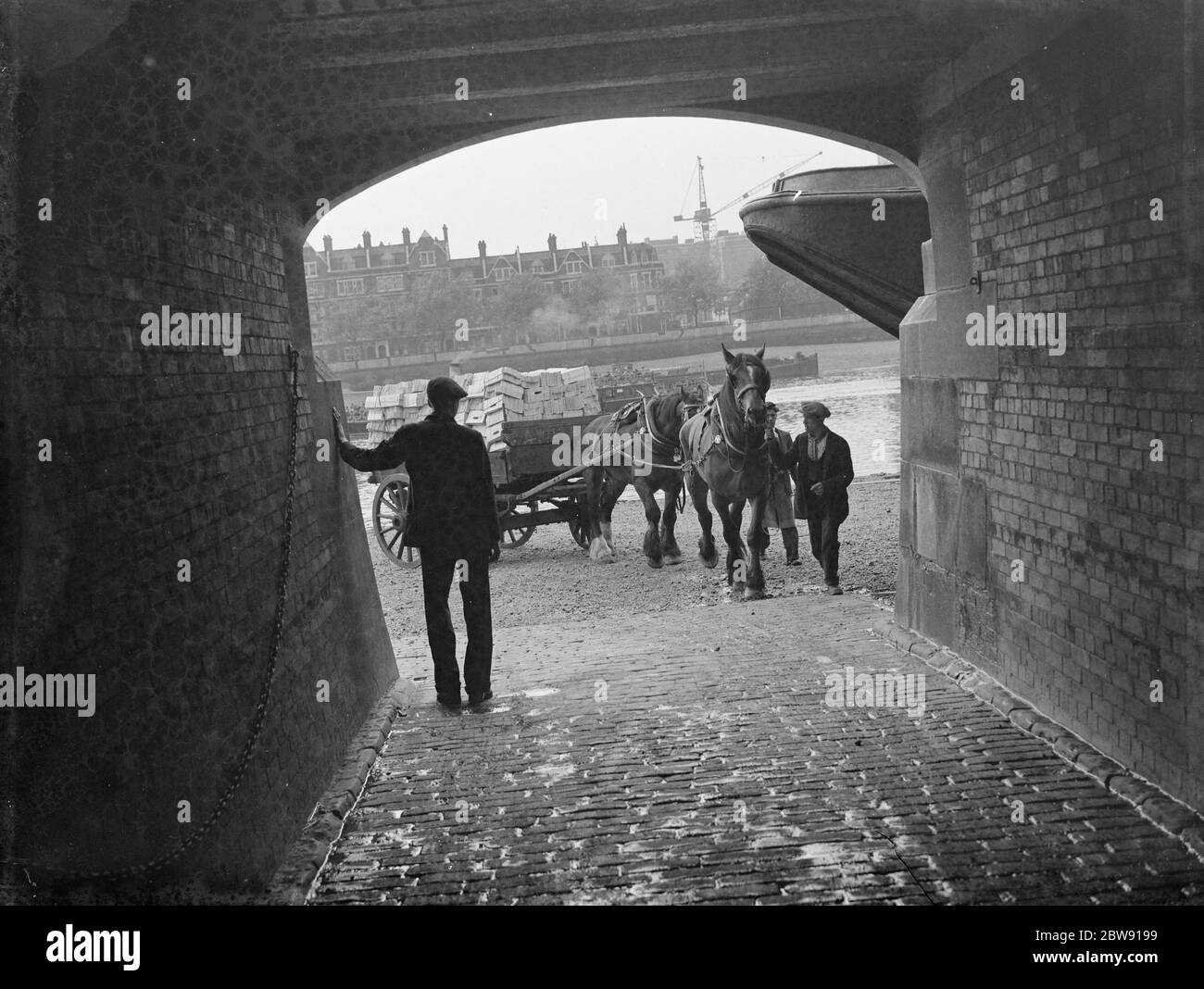 Entrance to the River Thames at Lambeth in London . 1939 Stock Photo