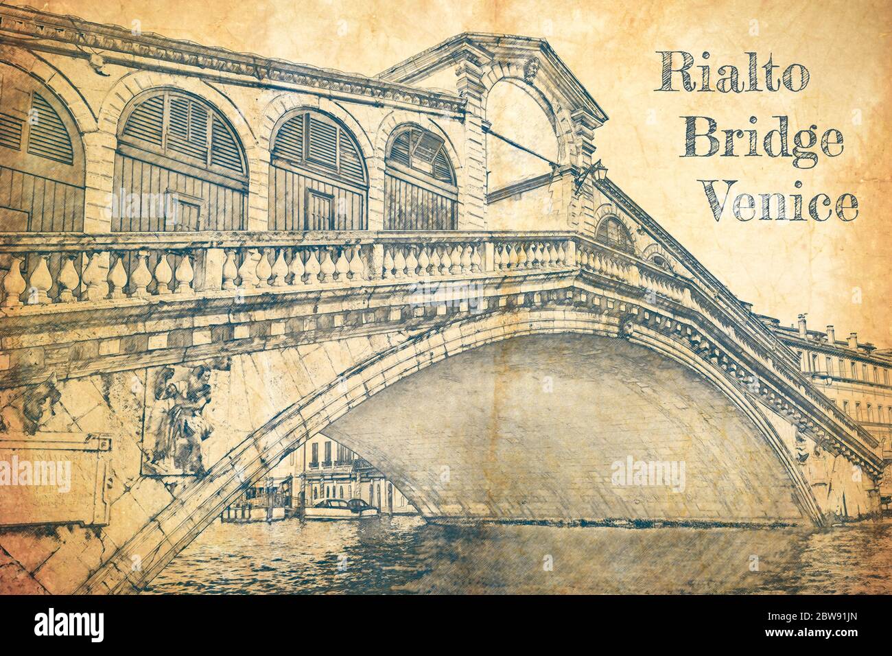 Buy Prints of Rialto Bridge Venice Drawing