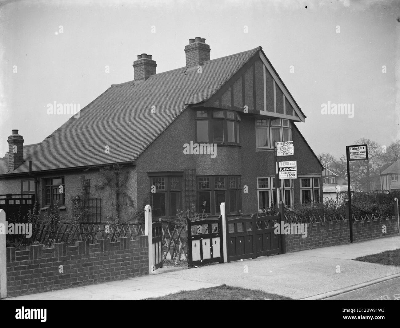 A modern semi - detached house in Sidcup , Kent . 1938 Stock Photo