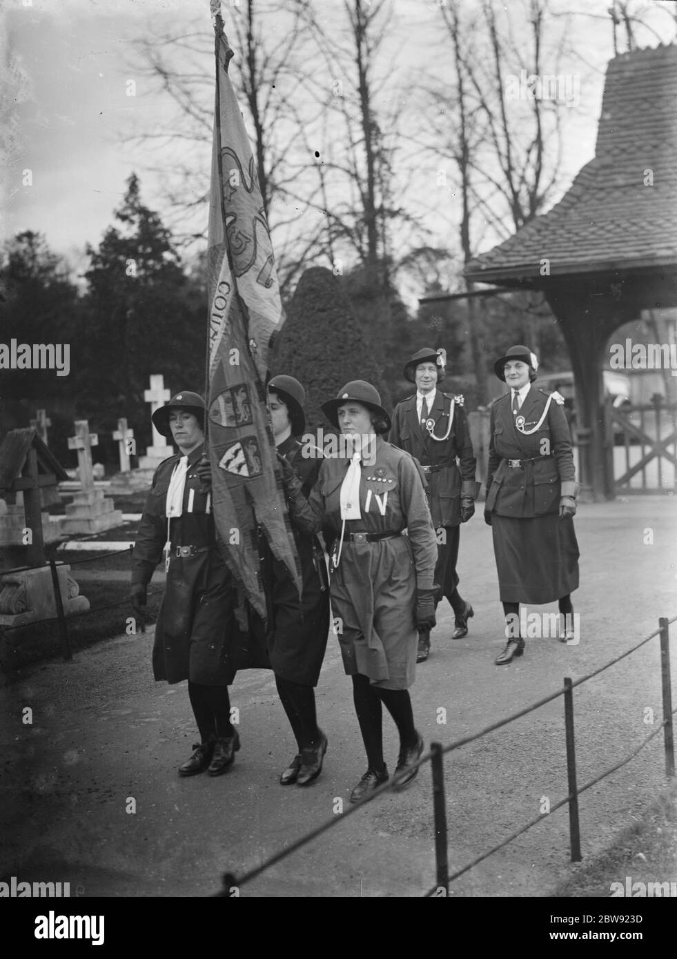 Girl Guides at church parade in Chislehurst , Kent . 1936 . Stock Photo