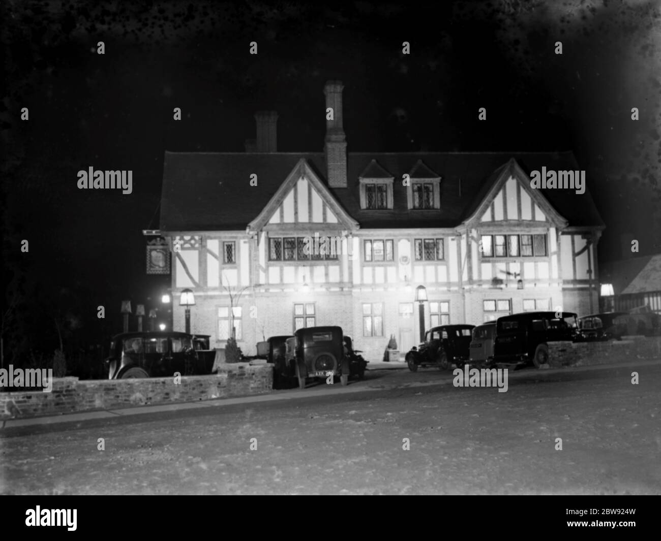 A fleet of Vauxhall cars parked in fornt of the Daylight Inn in Petts Wood , Kent . 1936 Stock Photo
