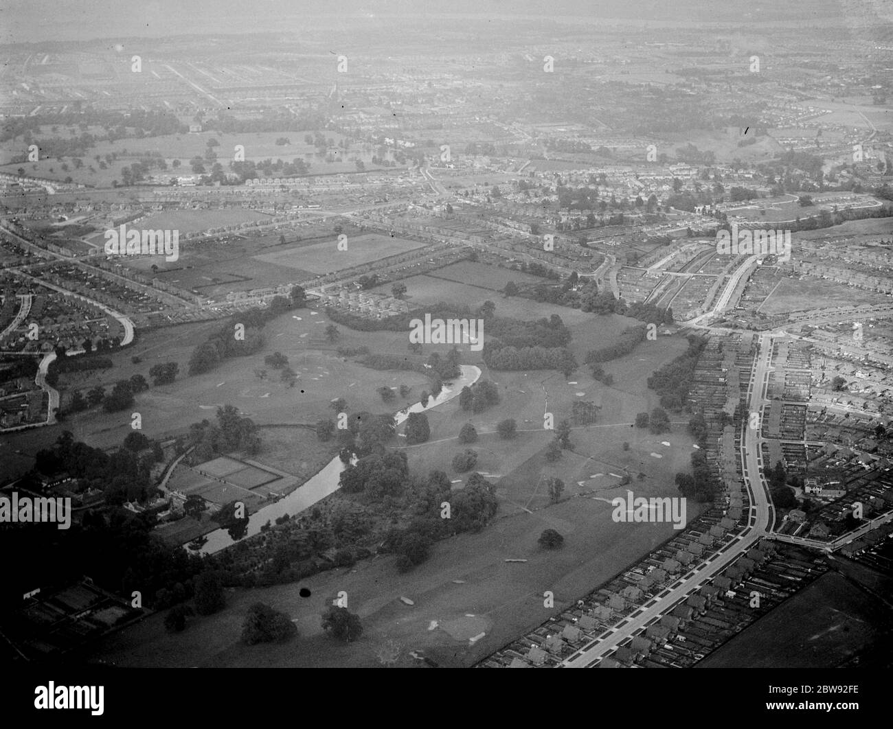An aerial view of Sidcup Golf Club and Blackfen in Kent . 1939 Stock