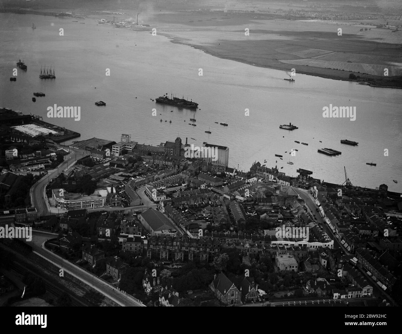 An aerial view of Erith , Kent . 1939 . Stock Photo