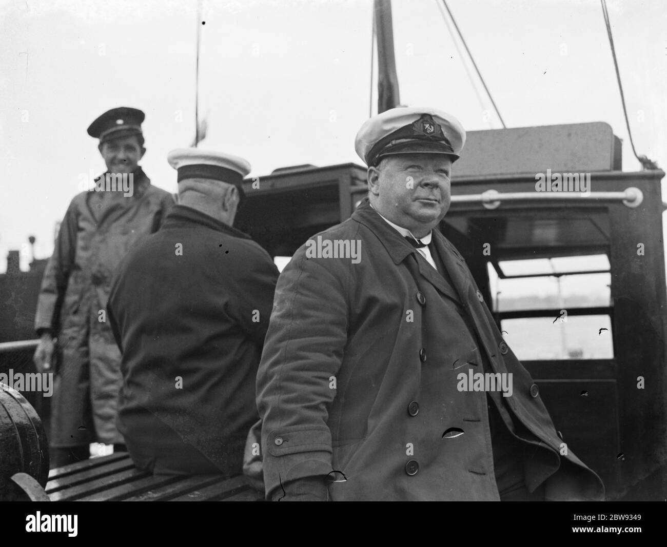 Thames pilots at Gravesend , Kent , who help ships navigate through the congested waters of the harbor. T C Kemp onboard a ship . 1939 Stock Photo