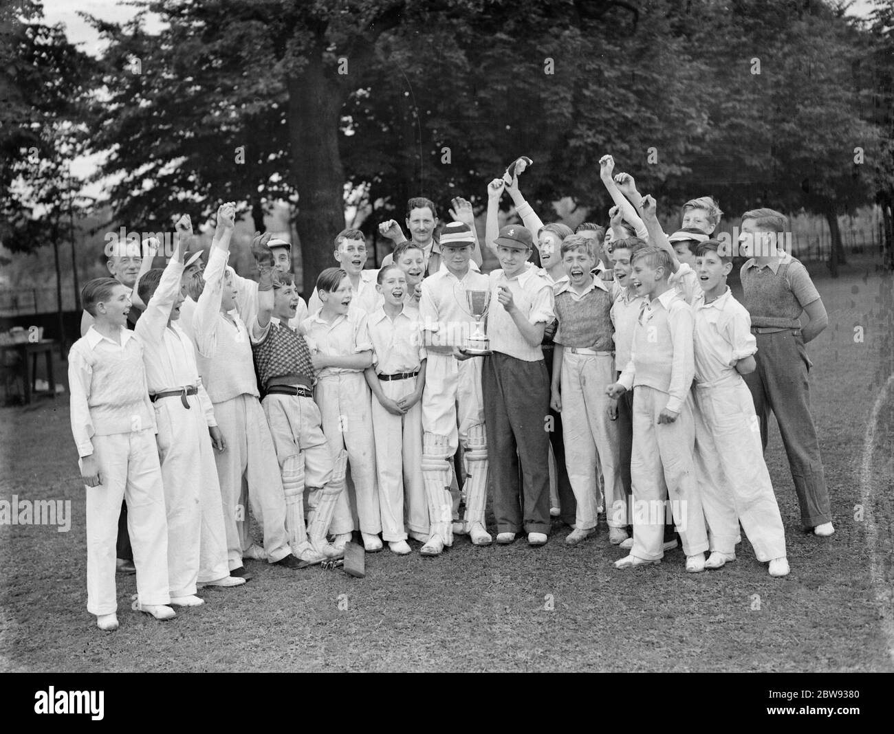 Young cricket players in Lewisham , London . 1939 . Stock Photo