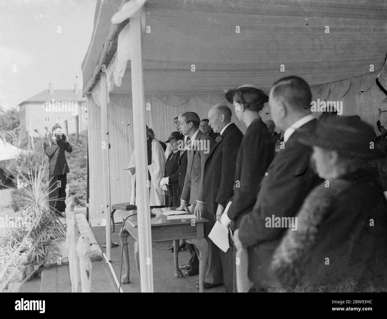 Prince George , the Duke of Kent (right) , on his visit to the new nurse home at the Memorial Hospital in Woolwich , London . Here the Duke gives a speech . 1939 Stock Photo