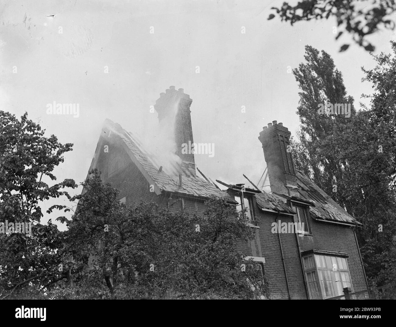 A house fire in Chislehurst , Kent . 1939 Stock Photo Alamy