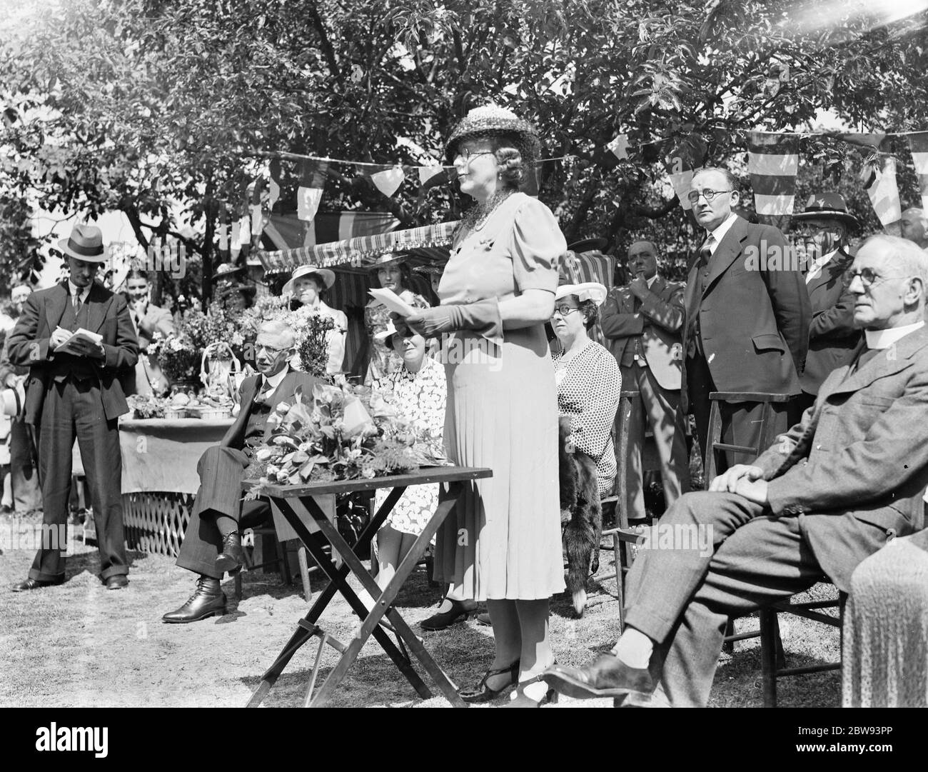 Lady Wood speaking at the Mottingham mid summer fair in Kent . 12 June 1939 Stock Photo