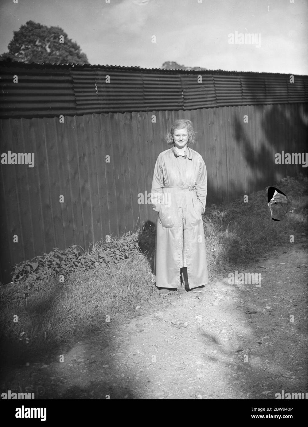 Miss Lillian Meads at Ridley Court Farm in New Ash Green , Kent , where a fire happened . 1938 Stock Photo