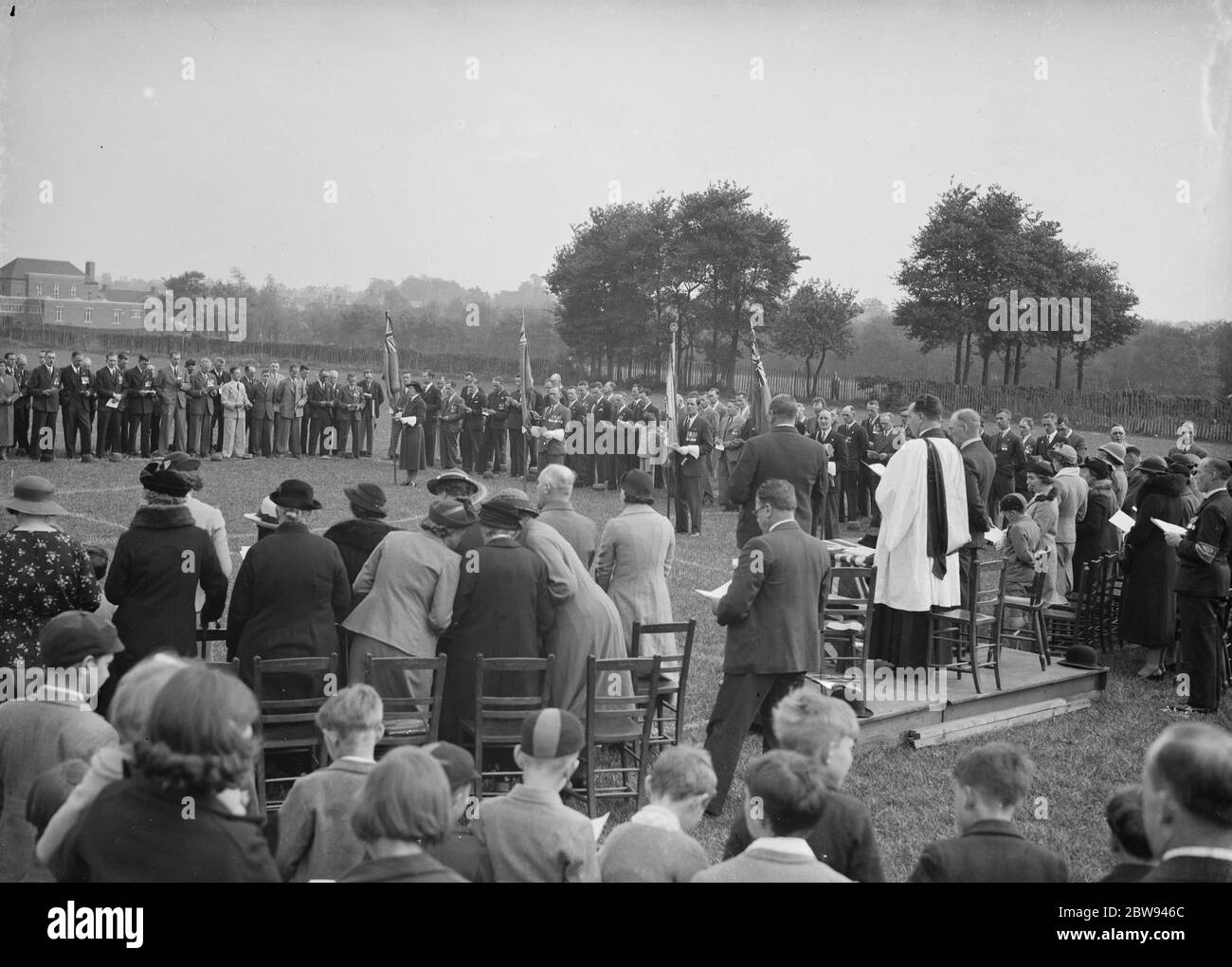 The British Legion Drumhead Service , for the military and veterans ' parade in Blackfen , London . 1938 Stock Photo